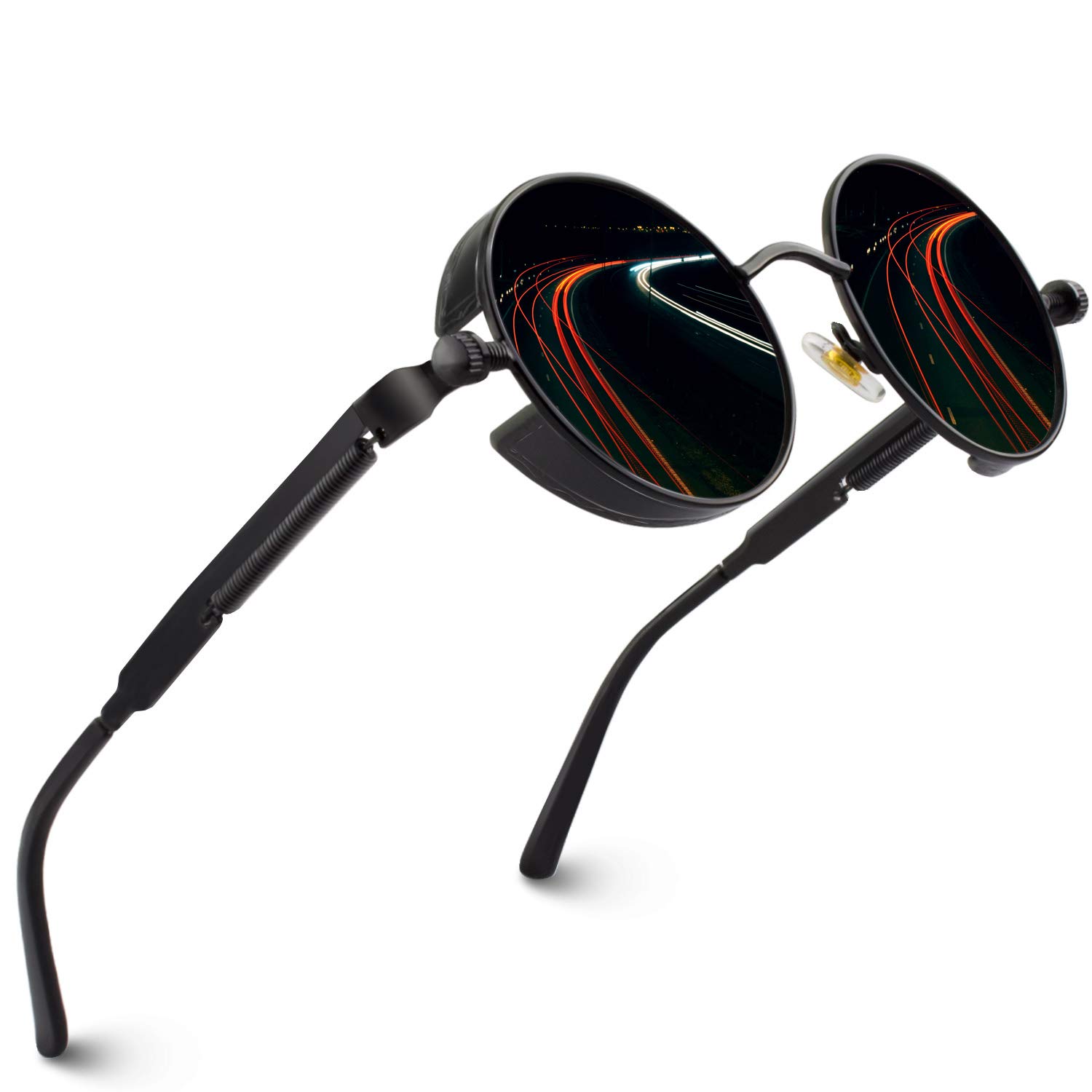 Photo 1 of CGID Retro Steampunk Round Polarized Sunglasses Men Womens Metal Circle Frame UV400 Protection E72