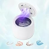 42kHz Ultrasonic Retainer Cleaner Machine,with 4 powerful 254nm UV lights,Pratical Dental Ultrasonic Cleaner for Denture, Night Guard, Mouth Guard, Aligner, Braces, Toothbrush Head & Jewelry (White)