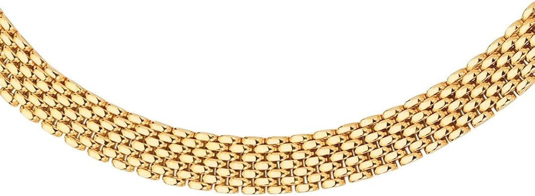14k Yellow Gold 9.0mm Shiny 7 Row Panther Chain Link Necklace N8655Y