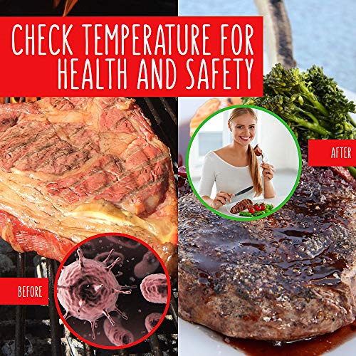 GA Digital Meat Thermometer - Ultra Fast IP67 Waterproof Food Thermometer - Outdoor Cooking Thermometer for Grill BBQ - Folding Metal Kitchen Grilling Thermometer