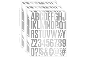 JIEPUXITER 10 Sheets 500 Pcs Vinyl Letter Stickers,2 inch Self Adhesive Alphabet Numbers Stickers Waterproof Mailbox Numbers Sticker Letters for Mailbox,Window,Door,Signs,Cars,Boats (Silver, 2 inch)