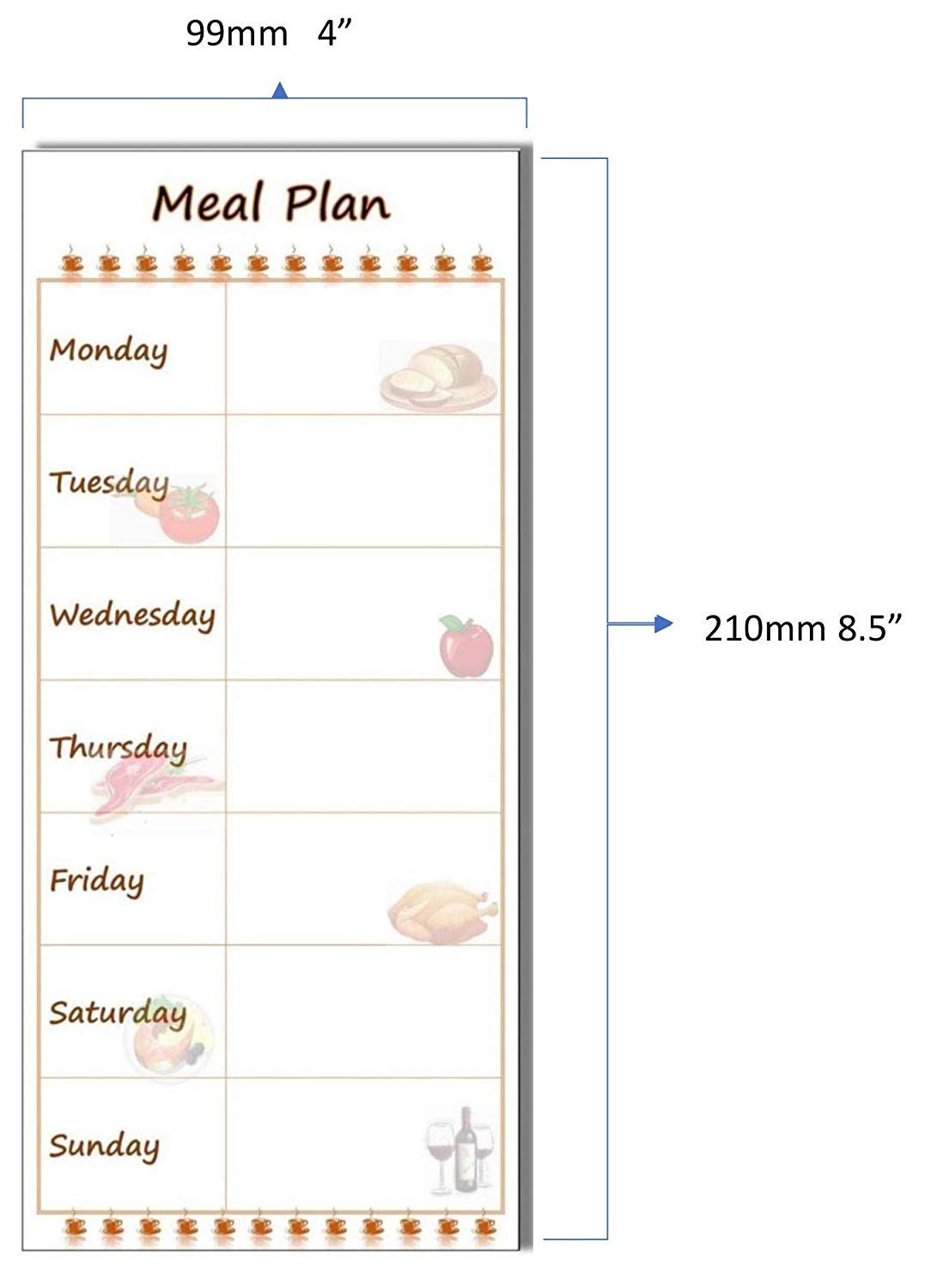 Bloc de notas magnético con diseño de plan de comidas en el ...