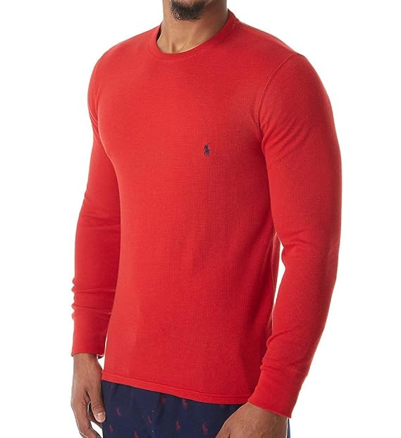 Buy Polo Ralph Lauren Men's Waffle-Knit Long Sleeve Crew Shirt PWLCFR 2XL Red/Cruise Navy at 