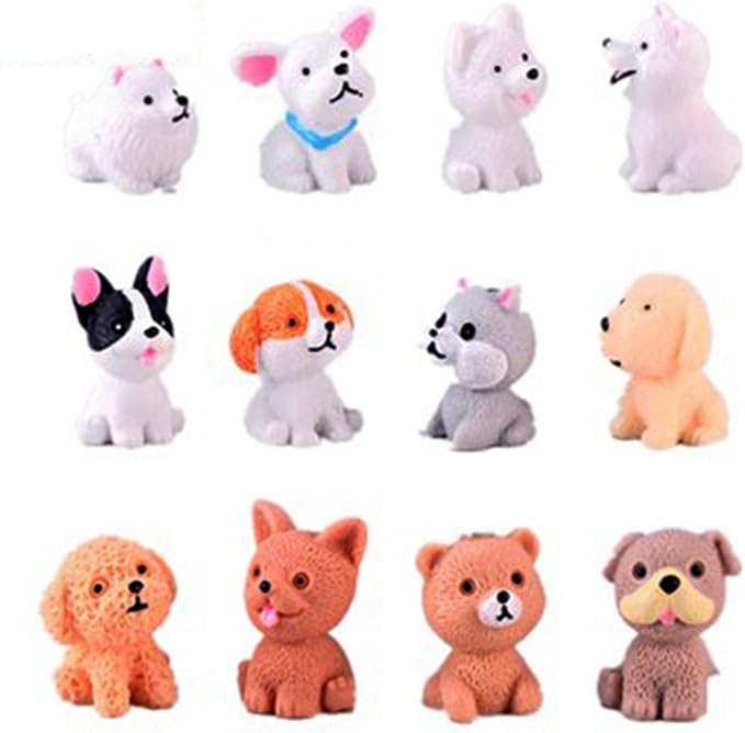 Halloluck 12 Pcs Cute Miniature Dog Figure Animal Dog
