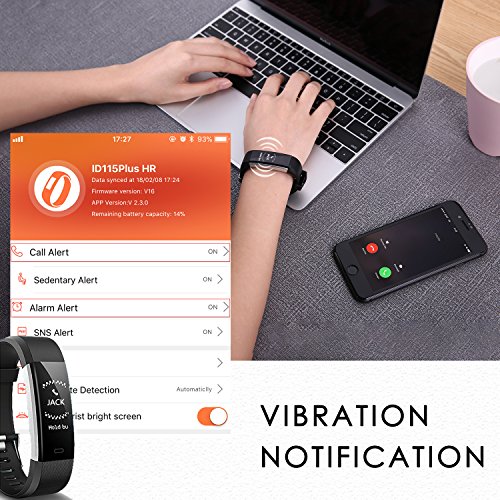 Fitness Tracker Aneken Smart Bracelet Tracker with Heart Rate Monitor Activity Tracker Bluetooth Pedometer with Sleep Monitor Smart Watch for iPhone or Android Smartphones, Black - Thumbnail 5