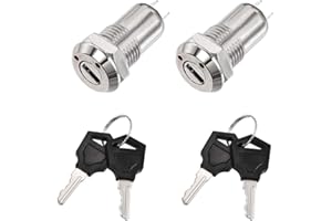uxcell 2pcs 12mm 2 Positions Key Locking Push Button Switch with 2 Keys NO-Off