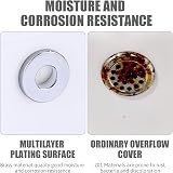 RRICHH 6Pcs Metal Sink Overflow Caps Brass 22-26mm Silver Bath Drain Cover view 4