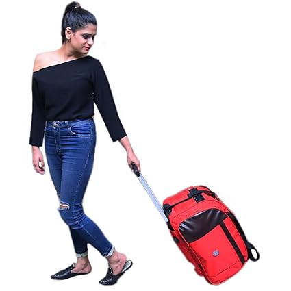 Dejan Bags Soft Sided Nylon 50 L Polyester Duffle Luggage Trolley Travel Tourist Bag (Red)