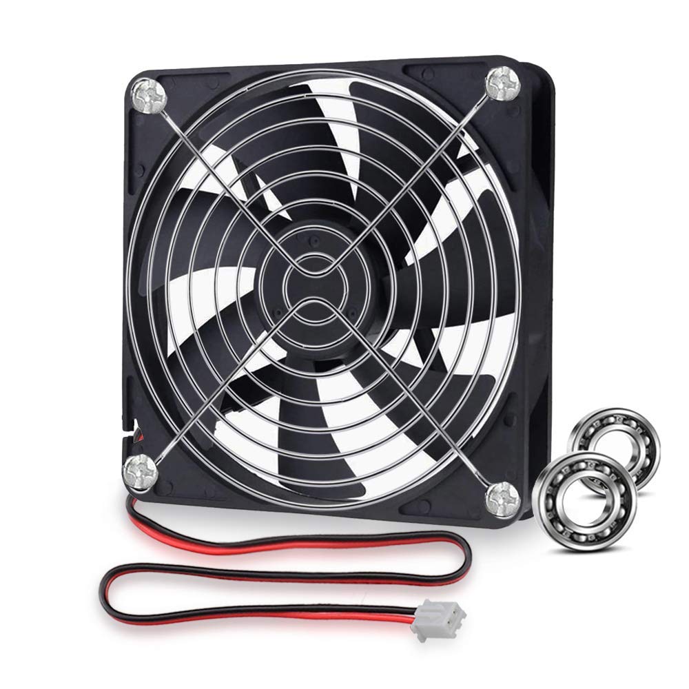 GDSTIME 12V 140mm Cooling Fan 2200 RPM, 121.4 CFM, 2-Pin Dual Ball Bearing PC Case Fan for RV, Van, Amplifier Ventilation Applications