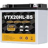 Daakmax YTX20HL-BS Motorcycle Battery 12V 18Ah 310CCA, Maintenance Free Sealed AGM Powersport Battery, Replacement for ATV UTV Scooter, YTX20HL BS / ETX20L / GTX20HL-BS
