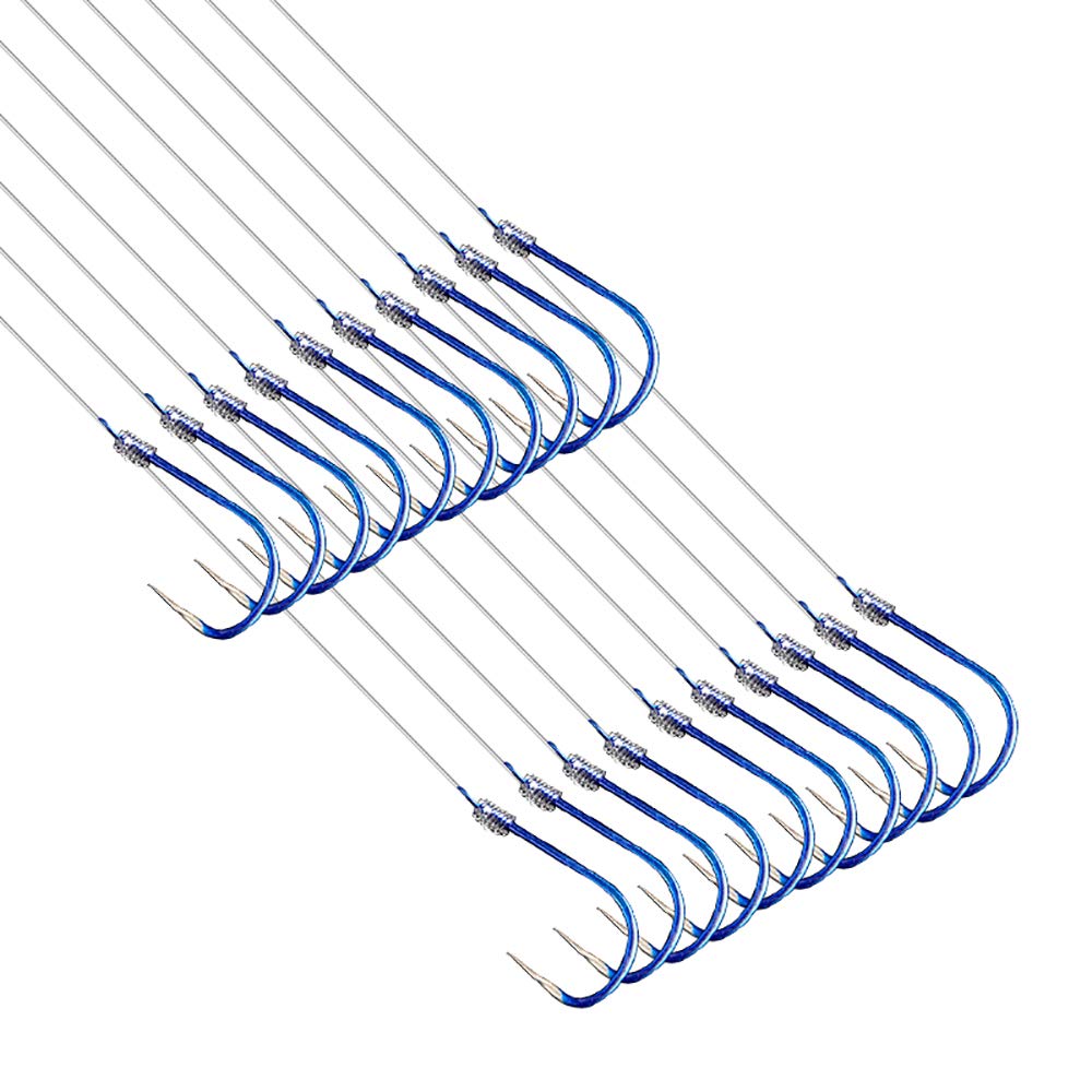 AMHDV Small Fishing Hooks with Line, Super Quick Penetration Fishing Hook Tie Nylon Line (Pack of 20) (8#)