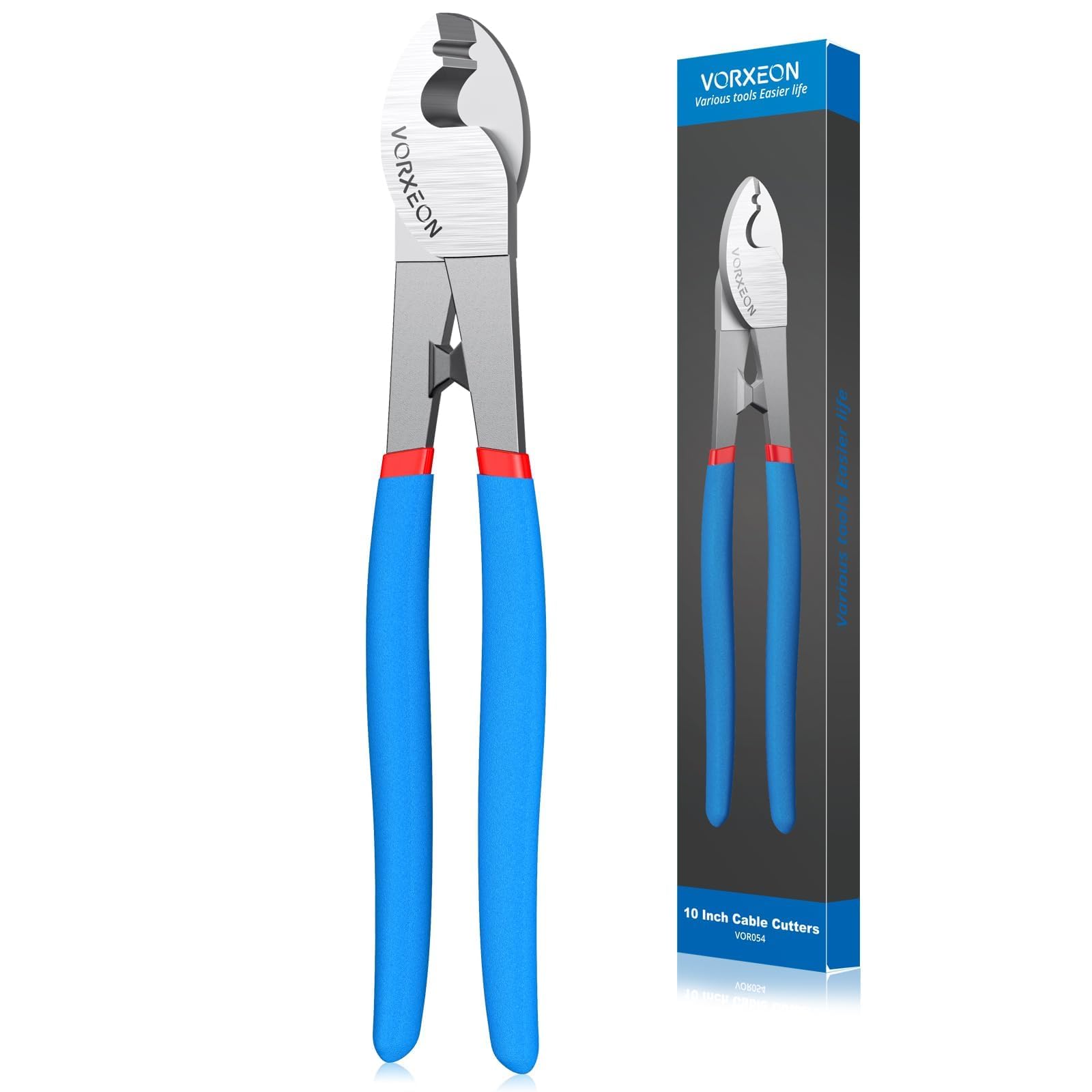 VORXEON Cable Cutter 10inch Heavy Duty Large High Leverage Cutter Tool for Aluminum Copper Wire Communications Cable (Except Steel Wire) for Clean Copper Wire Cable Cutting and Stripping