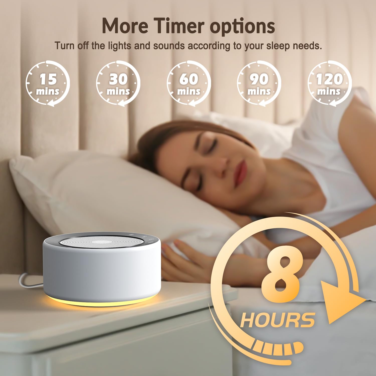 Kipcush White Noise Sound Machine with Nursery Lamp, Mood Lighting, 7 Colour Night Light, 30 Soothing Sounds for Baby/Adult. Timer, Plug in, Memory Function, Touch Control