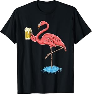 Flamingo Drinking Beer T-Shirt