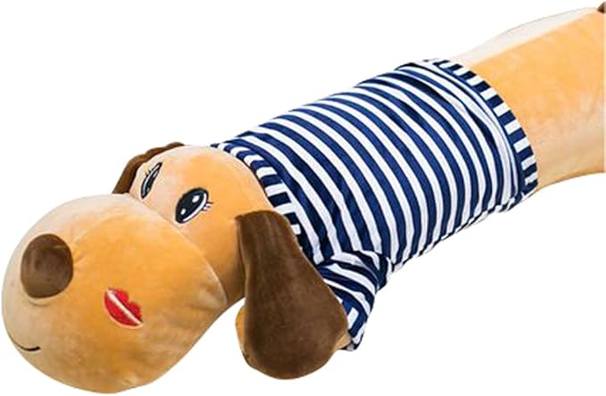 Amazon 犬 ぬいぐるみ 大きい リアル 超ソフト 抱き枕 しっとり もちもちのプレミアムな柔らかさととろけるような触り心地がの抱きまくら 肌黄色 洋服白ブルースライド 150 目を開ける ぬいぐるみ おもちゃ