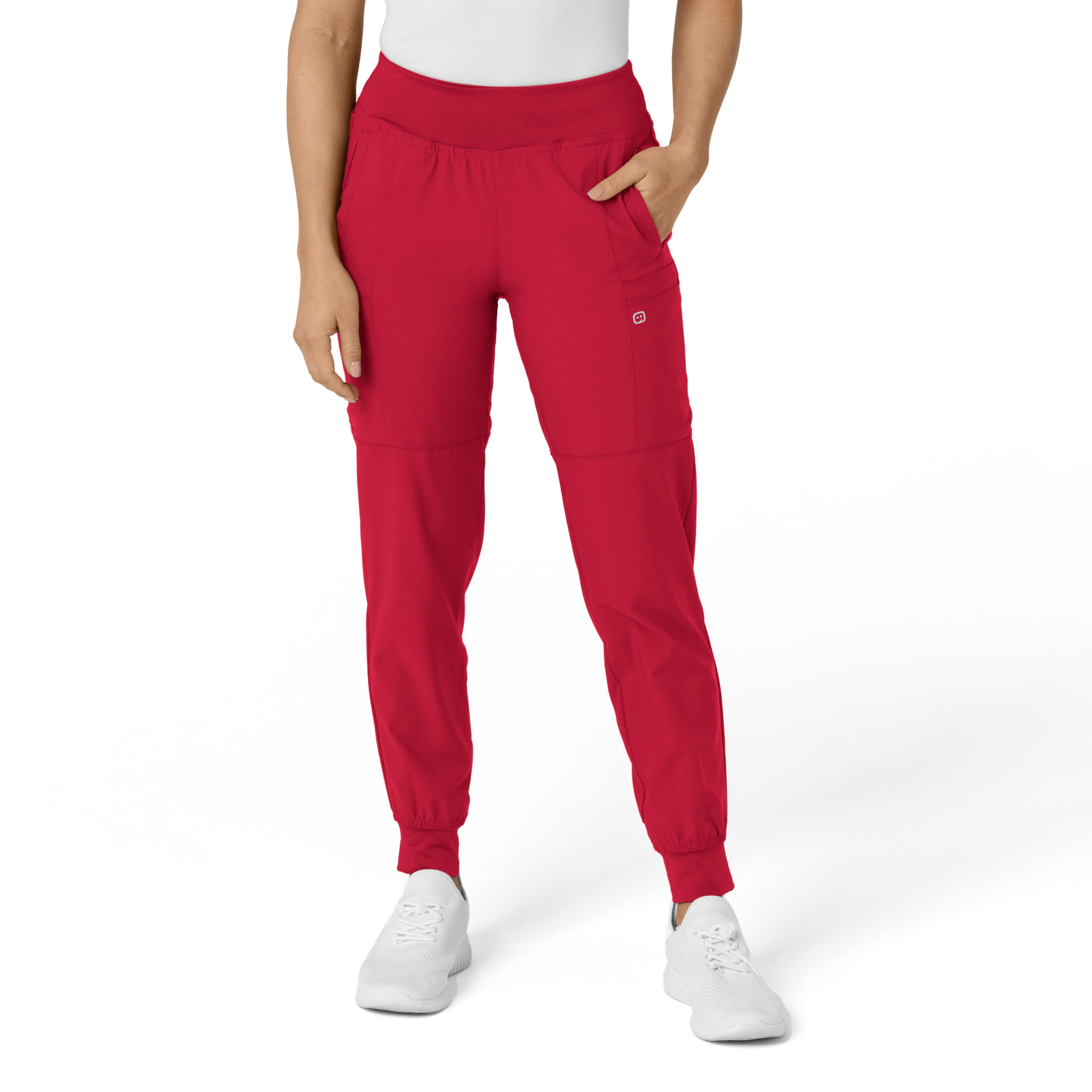WonderWink W123 Women’s Comfort Waist Cargo Jogger Pant — Red, Medium Petite Image