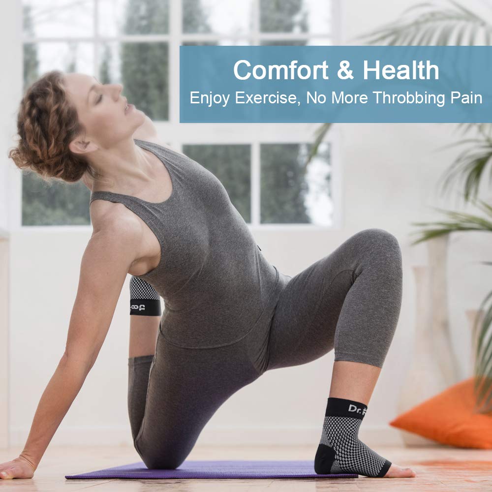 Dr. Foot\'s Compression Arch Support Sleeves for Men & Women, Plantar Fasciitis Socks with Comfort Gel Pad for Flat Feet, Foot and Heel Pain Relief (M - Men\'s 5-7.5 | Women\'s 6-9.5)