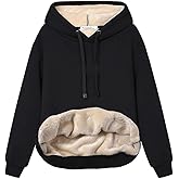 Haellun Womens Casual Winter Warm Fleece Sherpa Lined Pullover Hooded Sweatshirt