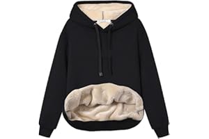 Haellun Womens Casual Winter Warm Fleece Sherpa Lined Pullover Hooded Sweatshirt