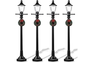 Honoson Christmas Mini Street Light Models Christmas Accessories Miniature Lamp Village Post for Dollhouse Small Street Lamp Garden, Age Over 6 Years(8 Pieces,Novel Style)