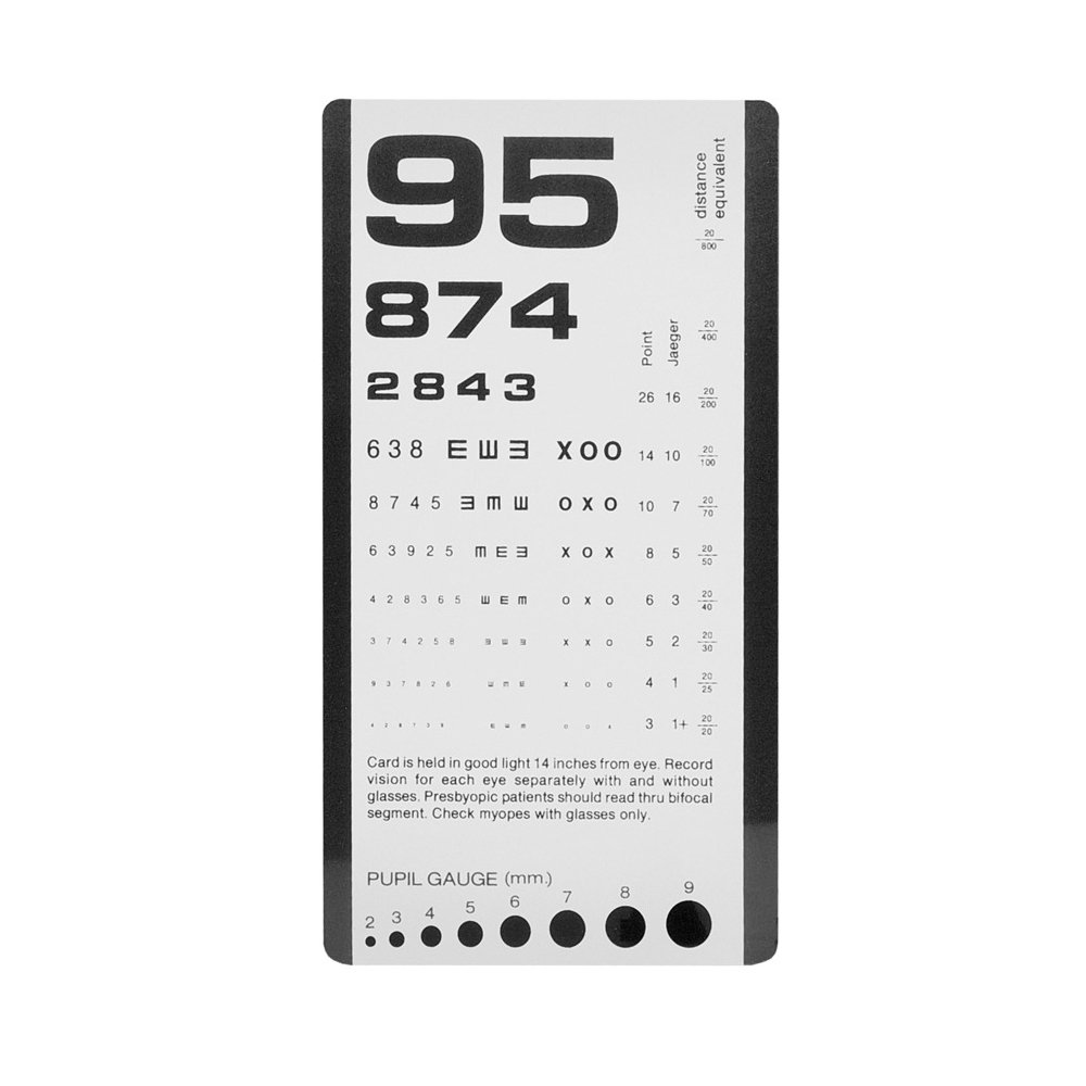 NCD Medical Pocket Eye Chart with Pupil Gauge