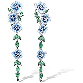 Santuzza Sterling Silver Green Spinel Enamel Peony Flower Earrings for Women