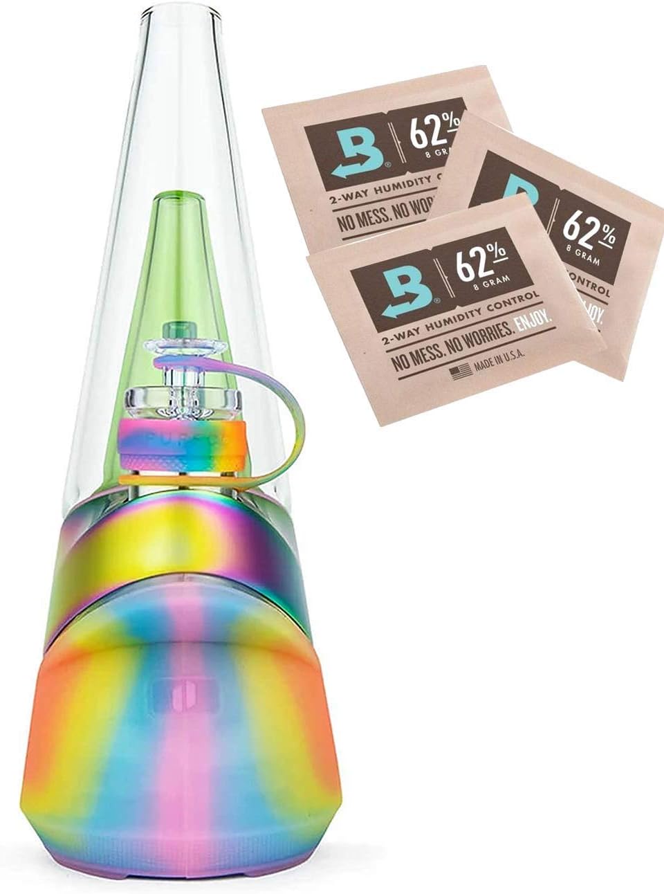 Puffco Air Shifter Glass with Mountain Peak for Zen Carpet Concentrate (Vision) | includes 3 Boveda 62% 8 gram humidity packs in resealable bag