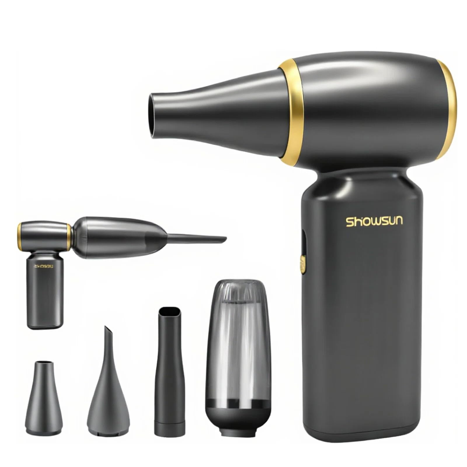 SHOWSUN Electric Air Duster, Compressed Air Duster, 130000RPM Brushless Motor Cordless Leaf Blower, Long Runtime 8000mAh Rechargeable Air Broom for PC Keyboard, Car, Home and Outdoors Cleaning