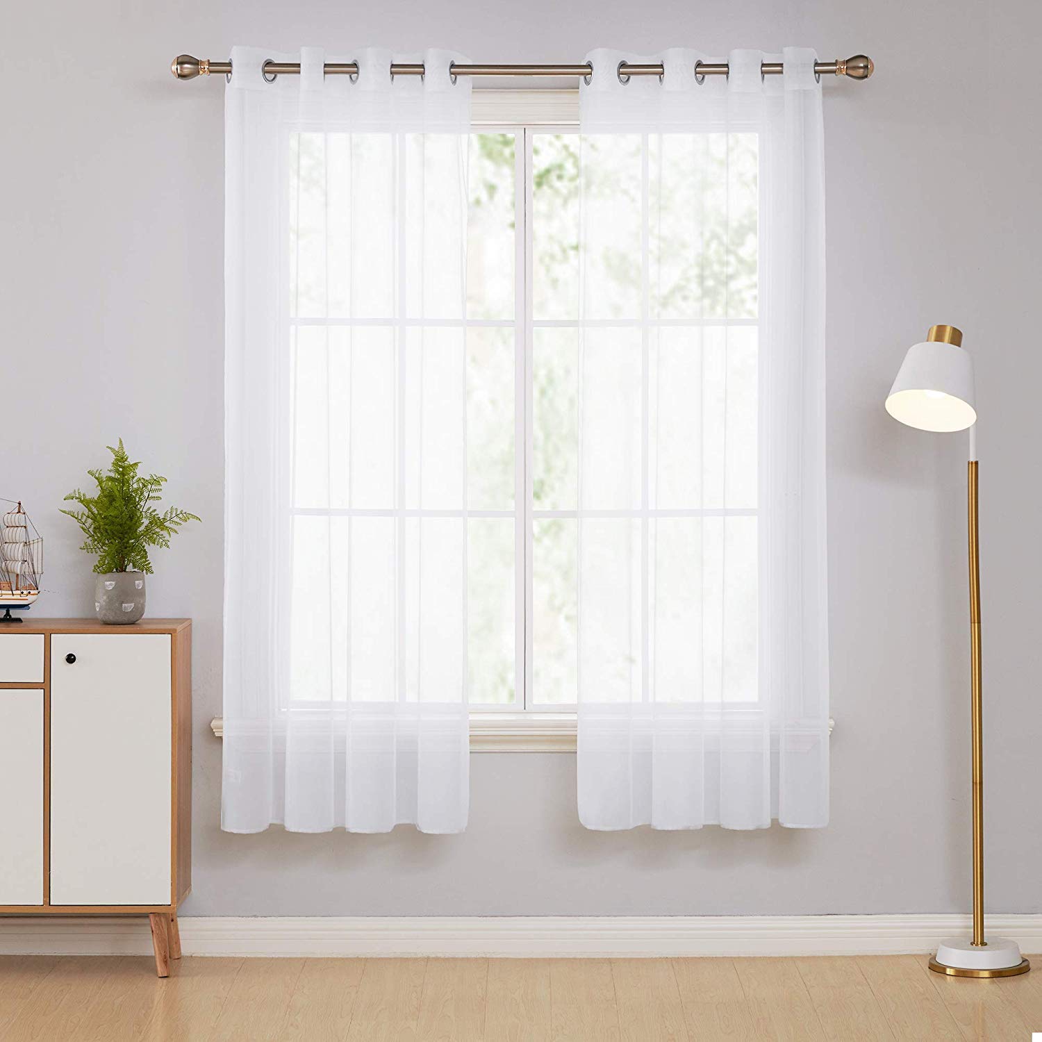 White Eyelet Curtains Semi Transparent Sheer Voile Curtains And 2