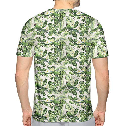 Jinguizi Mens t Shirt Green,Palm Leaves Breadfruits HD Print t Shirt L - Thumbnail 2