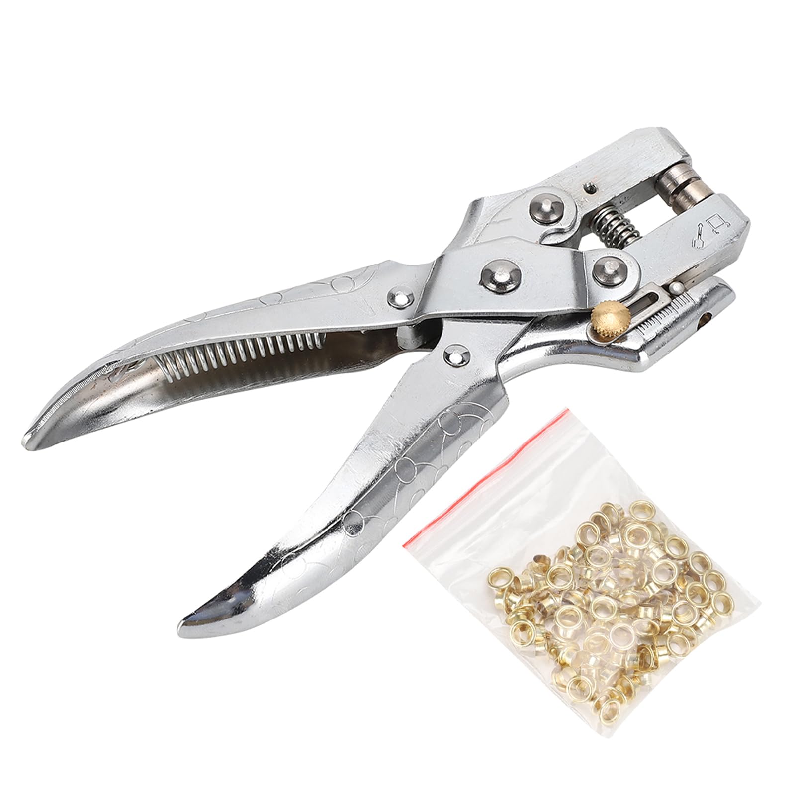 Heavy Duty Belt Hole Puncher Eyelet Punch Kit Grommet Kit Metal Hole Puncher Silver Steel Leather Pliers Tool for Tarpaulins, Clothing, Leather Crafting, Scrapbooking, Punch Hole
