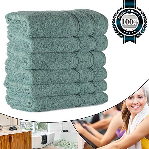 100% Cotton Hand Towel, Luxury Premium Home &amp; Hotel Towels Set for Face Bathroom Kitchen Baby Gym SPA,700GSM 15.75"x31",Set of 6 -Aqua Green