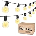 RTTY Outdoor String Lights 200ft, 2 Pack 100ft G40 Led Patio Globe Lights with 52pcs Bulbs,Shatterproof Waterproof Connectable Outside Hanging for Porch Cafe Bistro Backyard Gazebo Balcony Deck Party
