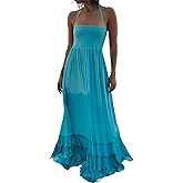R.Vivimos Womens Summer Boho Sexy Backless Long Dresses