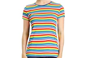 Ezsskj Rainbow T Shirt chuckie costume Women Rainbow Striped shirt Chucky Costume for Halloween Costume