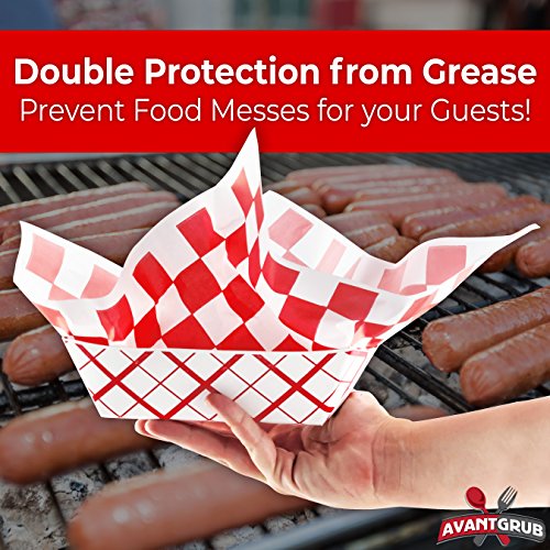 image for Avant Grub Heavy Duty, Grease Resistant 3 Lb Paper Food Tray and Deli 