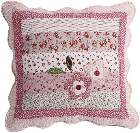 XQL 100% Cotton Floral Stripe Agaric Selvedge Sofa Pillow Case Pink