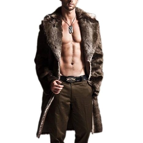 mioim Herren Warme Pelzmantel Winterjacke Pelzjacke Männer verdicken Kunstpelz Oberbekleidung übergroßen Jacke Mantel Parka O