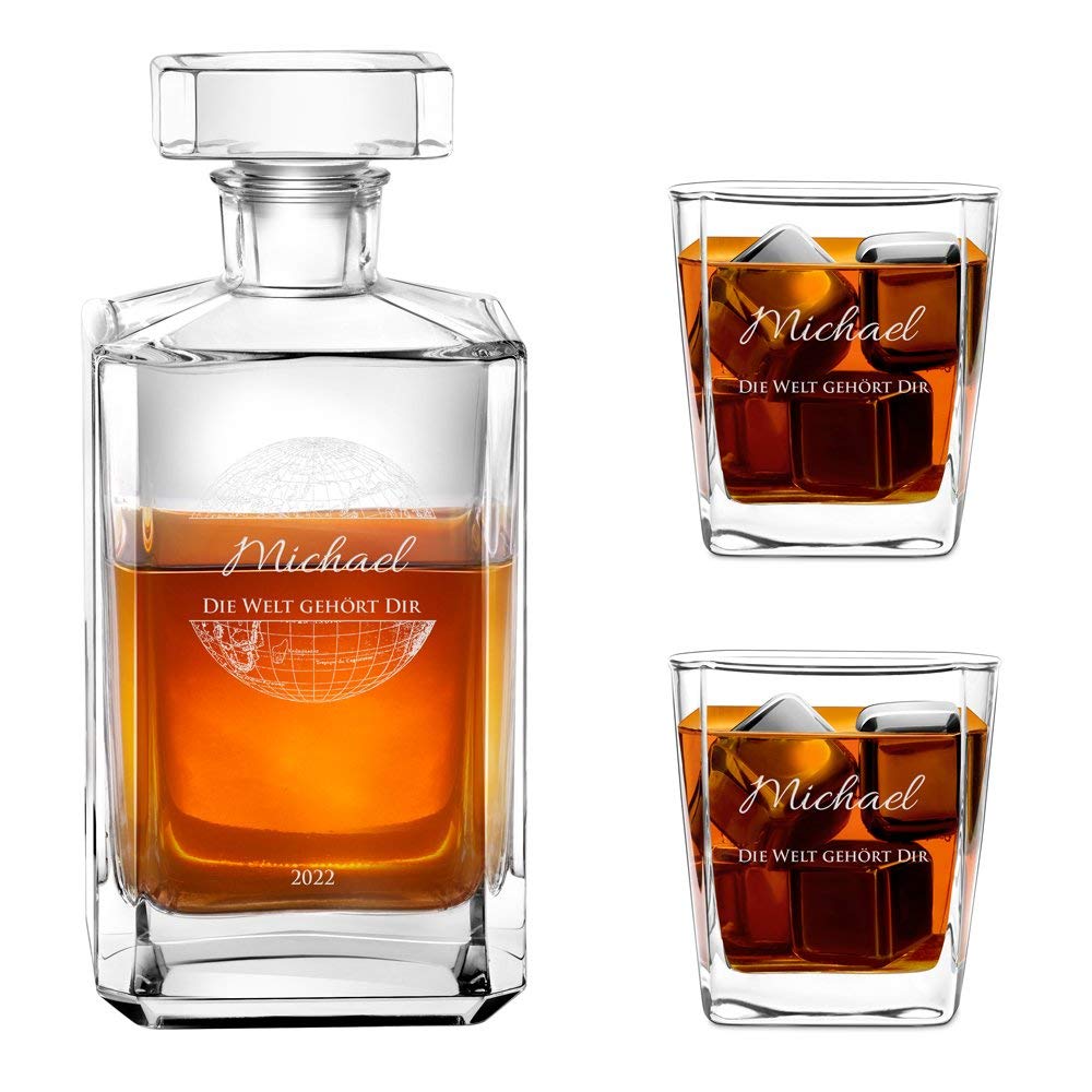 Maverton Whiskey Set with 2 Glasses for man