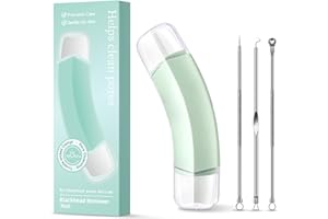 Upgraded Manual Blackhead Remover Tool Set, Ergonomic Dual-Head Blackhead Scraper with 3-Piece Stainless Steel Extractor Need