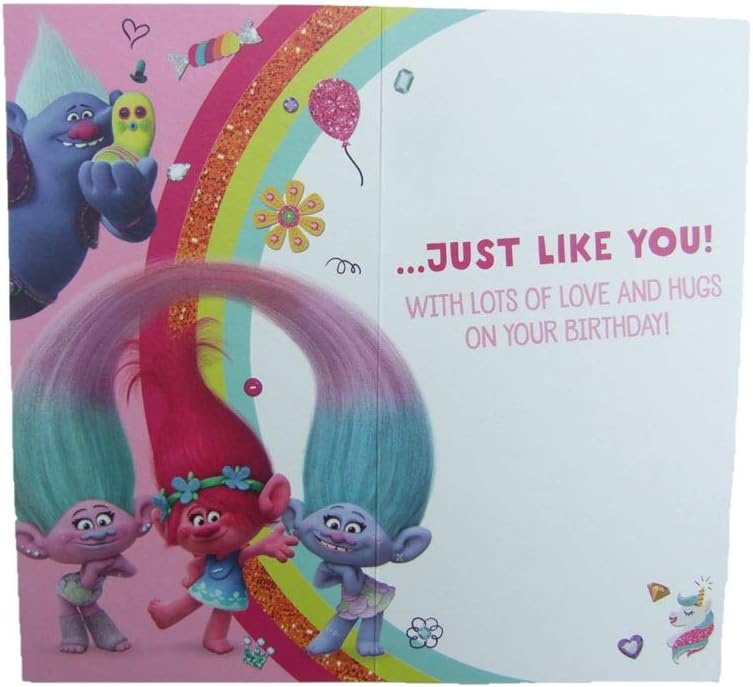 Trolls Official Granddaughter Birthday Card, Birthday Card for Grandaughter, Multi, 9 x 5 inches - Image 4