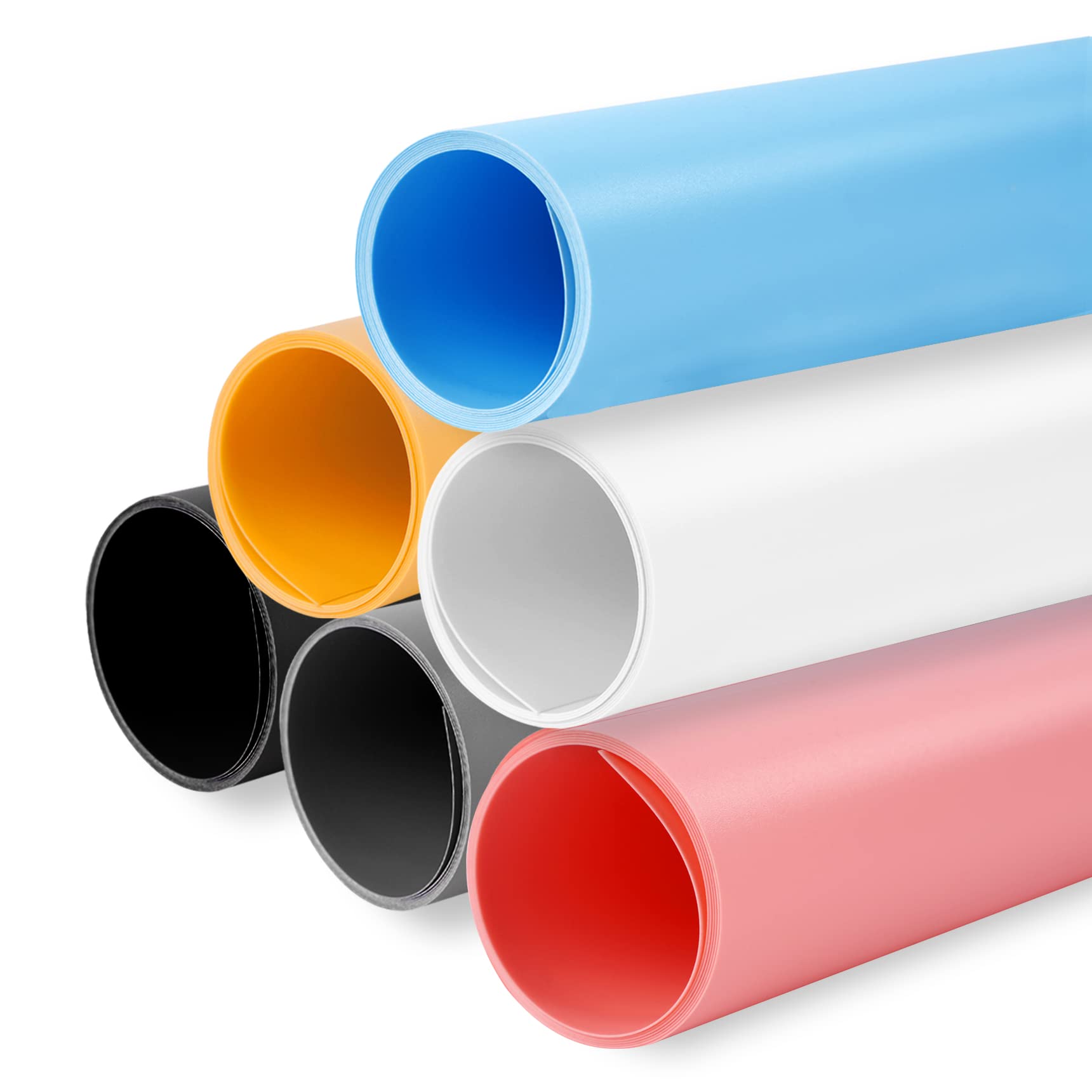 Selens PVC Food Photography Backdrop Background 50x100CM Vinyl White/Black/Grey/Pink/Blue/Orange Photo Studio Kit Waterproof for Flat Lay Product Props Cosmetic Jewelry Shooting Video 6 Color