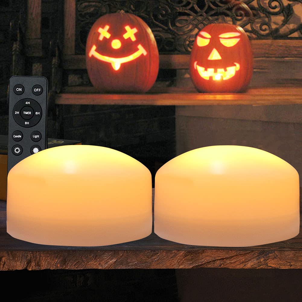 Photo 1 of HOME MOST 2-Pack Large Halloween Pumpkin Lights with Remote and Timer - White Pumpkin Lights Battery Operated Halloween Decor - Bright Jack-O-Lantern Decorations