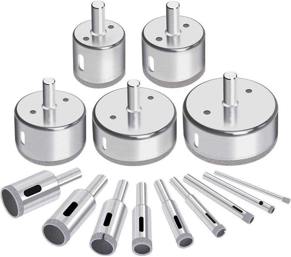 Diamond Coated Hole Saw Set Professional Diamond Coated Drill Bits Probe Drill Bit Hole Extractors for Glass Surfaces Ceramic Tiles and Marble