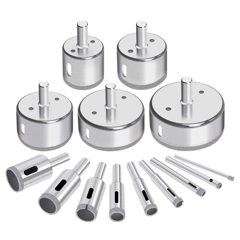 Diamond Coated Hole Saw Set Professional Diamond Coated Drill Bits Probe Drill Bit Hole Extractors for Glass Surfaces Ceramic Tiles and Marble