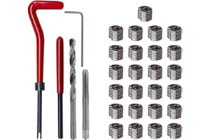 BDZMC 30PCS M6 x 1.0mm Thread Repair Insert Kit, Metric Helicoil Kit Compatible Hand Tool Set, M6 Thread Repair Kit Stainless Steel Helicoil Inserts Set for Auto Repairing