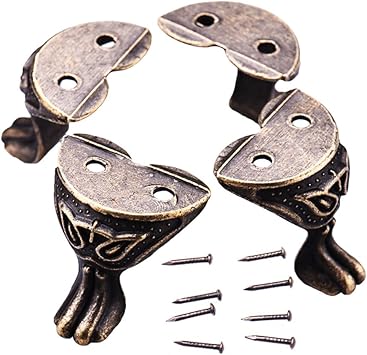 4pcs Antique Brass Box Legs Feet Corner Protector Zinc Alloy Gift