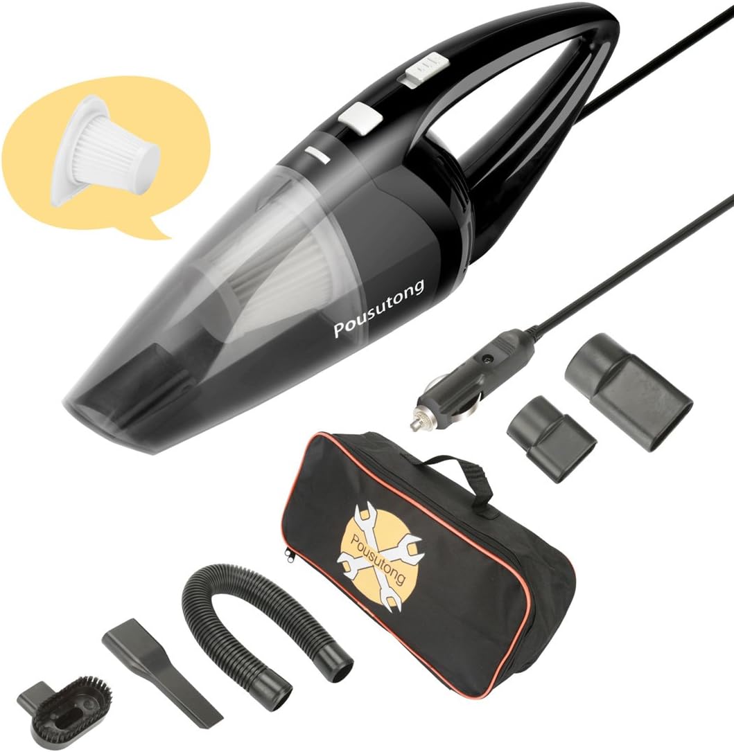 Amazon Co Jp 車用掃除機 カークリーナー 乾湿両用クリーナー Dc 12v 1w 3500pa 5ｍ電源コード Pse認証済み 収納バッグ付き 車 バイク