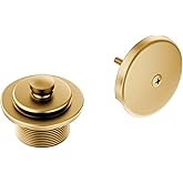 Moen Brushed Gold Push-N-Lock Tub and Shower Drain Kit with 1-1/2 Inch Threads, Plug and Overflow Cover, T90331BG