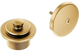 Moen T90331BG Push-N-Lock Tub and Shower Drain Kit with 1-1/2 Inch Threads, Brushed Gold, 2.91x4.25x3.70